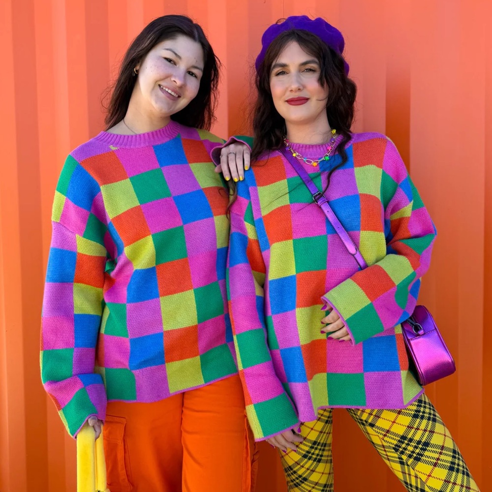 Rainbow Checkered Sweater